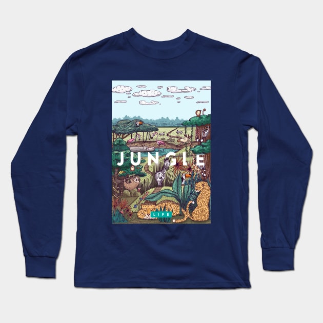 jungle animal illustration Long Sleeve T-Shirt by Mako Design 